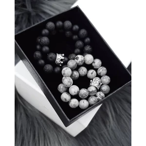 Kép 3/3 - Koronás  szerelmi karkötőpár "jáspis"