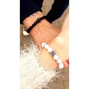 Kép 1/3 - Koronás  szerelmi karkötőpár "howlit"