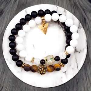 Kép 1/2 - Oroszlán &amp; Leopárd pároskarkötő szerelmi pároskarkötő közös karkötő páros karkötő ásvány karkötő yvonne design