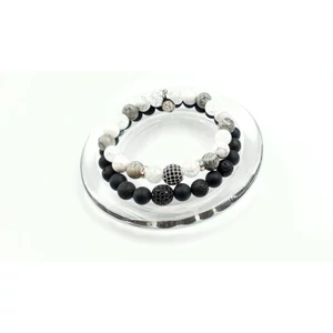 Kép 2/3 - LUXURY black &amp; white cirkónia pároskarkötő ékszerszett