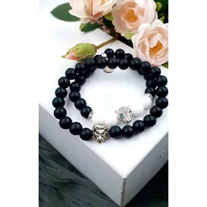 Kép 2/2 - LUXURY Oroszlán &amp; Leopárd black&amp;white pároskarkötő