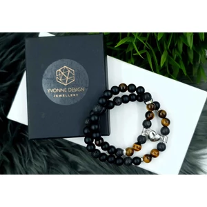 Kép 2/3 - Mágneses szívecske ásványkarkötőpár 