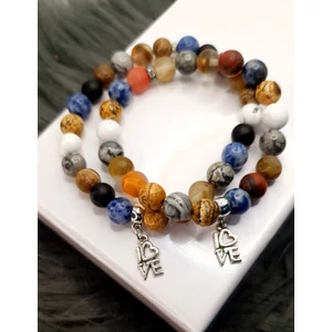 Kép 1/2 - LOVE medálos ásványkarkötőpár szodalittal