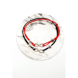 Kép 2/2 - Betűs végtelenjeles szivecskés karkötőpár szerelmi zsinóros"