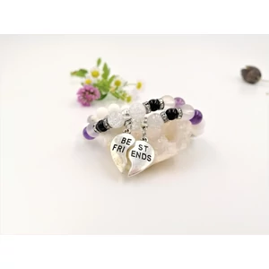 Kép 2/2 - "BEST Friends" Félbe tört szív medálos ásványkarkötőpár_1