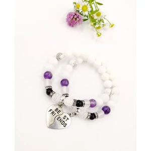 Kép 1/2 - "BEST Friends" Félbe tört szív medálos ásványkarkötőpár