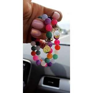 Kép 2/2 - Színes matt achát "YvonneDesign" ásványkarkötőpár_1