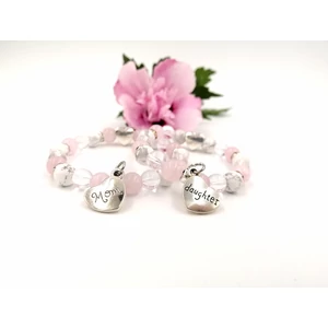 Kép 3/4 - Mom&amp;Daughter hegyikristály rózsakvarc karkötőpár