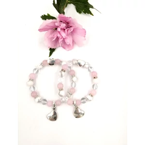 Kép 2/4 - Mom&amp;Daughter hegyikristály rózsakvarc karkötőpár