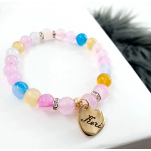 Kép 2/3 - "Keri" medálos ásványkarkötő_1 , keresztanya, keresztszülő, keresztapa, 