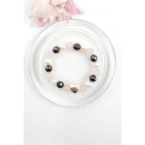 Kép 1/3 - Szívecske medálos fazettált hematit ásványkarkötő