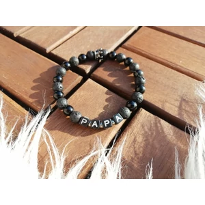 Kép 2/2 - "PAPA" feliratos korona medálos ásványkarkötő_1