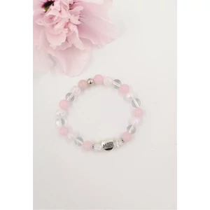 Kép 2/4 - 'MOM' medálos tündöklő hegyikristály-rózsakvarc karkötő_1