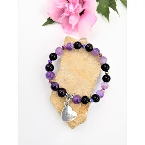 Kép 2/2 - "Grandma" medálos ametiszt ásványkarkötő_1