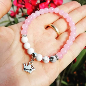 Kép 2/2 - Princess medálos rózsakvarc karkötő_1