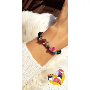 Kép 1/3 - Ónix és tenyésztett igazgyöngy ásványkarkötő