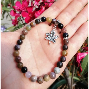 Kép 2/3 - Indiachát ásványkarkötő levél mintával_1