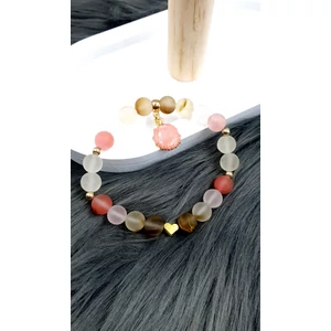 Kép 1/2 - Rózsaopál kagyló medálos ásványkarkötő