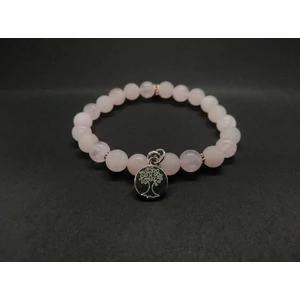 Kép 2/2 - Életfa medállal díszített rózsakvarc ásványkarkötő_1