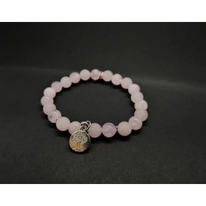 Kép 1/2 - Életfa medállal díszített rózsakvarc ásványkarkötő