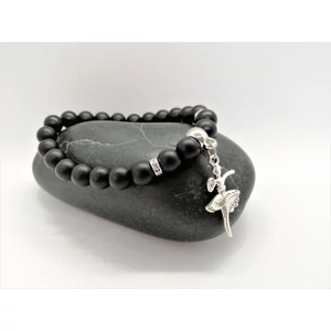 Kép 1/2 - Balerina medálos matt ónix ásványkarkötő