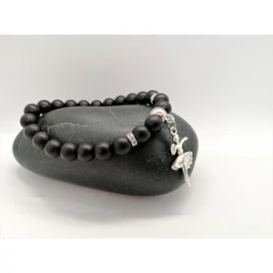 Kép 2/2 - Balerina medálos matt ónix ásványkarkötő_1