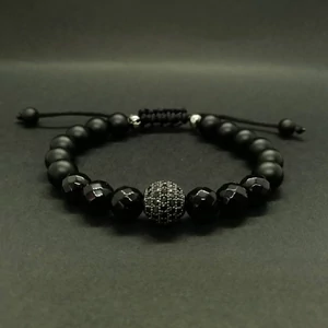Kép 1/3 - LUXURY zsinóros ásványkarkötő &quot;BLACK&quot;