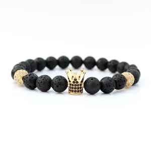 Kép 1/2 - Gyönyörű LUXURY ásványkarkötő arany koronás