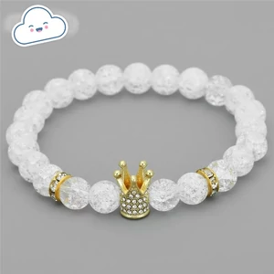 Kép 1/2 - Hegyikristály LUXURY ásványkarkötő arany koronával