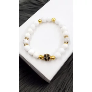 Kép 3/3 - Álomszép cirkon gömb LUXURY ásványkarkötő "gold"_2