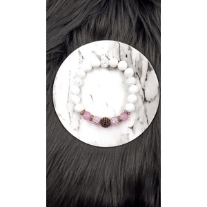 Kép 1/3 - Álomszép cirkon gömb LUXURY ásványkarkötő "rosegold"