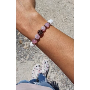 Kép 2/3 - Álomszép cirkon gömb LUXURY ásványkarkötő "rosegold"_1