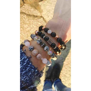 Kép 2/3 - Álomszép cirkon  LUXURY ásványkarkötő "leopárd jáspis"