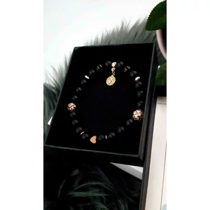 Kép 2/2 - Gyönyörű YVONNE DESIGN black&amp;rosegold karkötő