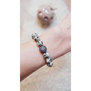 Kép 3/3 - Dalmatajáspis cirkon gömb LUXURY ásványkarkötő