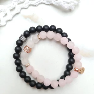 Kép 1/3 - LUXURY black &amp; rose cirkónia pároskarkötő