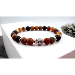 Kép 3/3 - Buddha fejes ásványkarkötő picasso jáspis ásványból