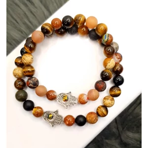 Kép 1/2 - Hamzsakéz jáspis ásványos pároskarkötő