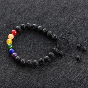 Kép 3/4 - Zsinór 7 csakra karkötő lávakővől _2