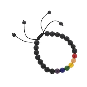 Kép 1/4 - Zsinór 7 csakra karkötő lávakővől 