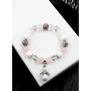 Kép 1/2 - Angyal kristálykarkötő howlit-rózsakvarc