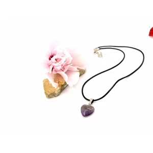 Kép 1/2 - Szívecske ametiszt ásvány nyaklánc