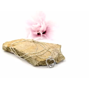 Kép 3/3 - Ezüstözött  nyaklánc szárnyaló szívecske medállal