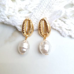 Kép 1/2 - Rosegold kagylóhéj fülbevaló  