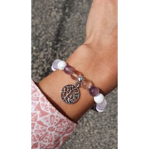 Kép 2/2 - Életfa medálos "lila álom" kristálykarkötő