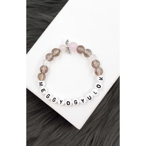 Kép 1/2 - "Meggyógyulok" feliratos füstkvarc ásványkarkötő
