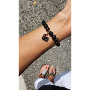 Kép 1/2 - Fekete hattyú medálos ásványkarkötő