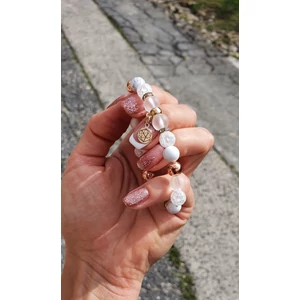 Kép 2/3 - Yvonne Design "rosegold" ásványkarkötő páros karkötő páros karkötő ékszer ásványos