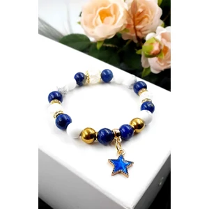 Kép 1/2 - Kék csillag medálkás ásványkarkötő