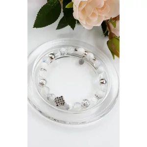 Kép 2/3 - Hófehér végtelen csomó ásványkarkötő